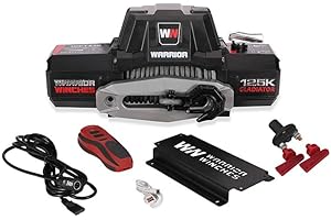 Warrior Winches Gladiator 12500lbs winch 12v electric winch with synthetic rope with wired/wireless remote, hawse fairlead, IP68 Waterproof electric winch, for offroad, jeeps, SUVs, 4x4, truck winch