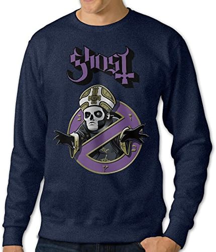 PPAP Men's Ghost With The Band's Logo Crew - Neck Pullover Long Sleeve Sweater Navy Size S