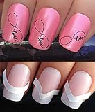 NAIL DECALS WATER TRANSFERS STICKERS TATTOO ART SET #333 & 172. **plus x48 nail tip guides!!** x24 LOVE INFINITY SYMBOL SIGN TATTOO WRAPS & x48 FRENCH MANICURE TIP GUIDES! CAN BE USED WITH NATURAL GEL ACRYLIC STICK ON NAILS! OR WITH GLITTER DUST CAVIAR BEADS ALLOYS DECORATIONS CONFETTI FIMO SHAPES TAPE PENS RHINESTONES!