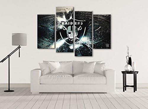 Oakland Raiders Football Art Canvas - Modern 5 Piece - Hand Made In The US- Framed And Ready To Hang