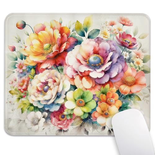 Vintage Watercolor Flower Bouquet Peony Mouse Pad
