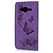 For Samsung Galaxy J3 2016 Wallet Case, Express Prime Case, Amp Prime Case, Natural Purple Luxury 3D Handmade Cover Embossed Butterfly PU Leather TPU Soft Bumper Kickstand Magnetic Credit Card Holders