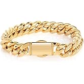 18K Gold Bracelet Cuban Chain Hip Hop Miami Pure Cuban Chain Men's Cool Bracelet, Christmas Gift Box Men's and Women's Gifts