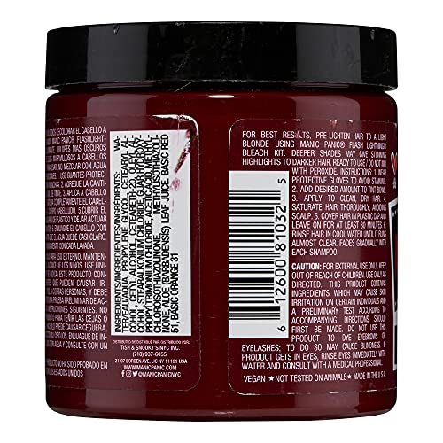 MANIC PANIC Classic Vampire Red Semi Permanent Hair Color - Deep Blood Red Hair Dye for Women & Men That Lasts 4-6 Weeks - Vegan, Ammonia & Cruelty-Free - Create & Mix Custom Shades (8oz)