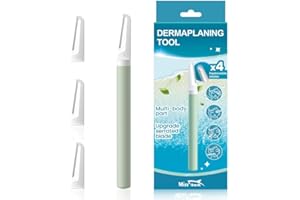 MISS SHARK Dermaplaning Tool for Women Face Exfoliation, Durable Eyebrow Razors with 4 Replaceable Blades, Face Razors for Women Peach Fuzz and Dead Skin, Green