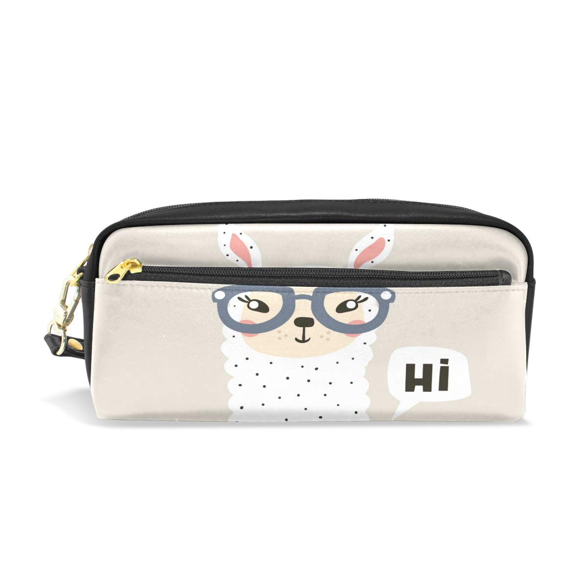 ISAOA Large Capacity Pencil Case with Zipper Stationery Supplies Cute Lama Face Pencil Pouch Pen Bag Cosmetic Makeup Bag Christmas Gift for Girls and Boys