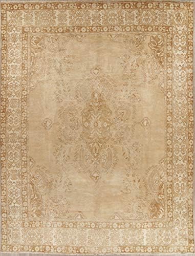 Tabriz Persian Wool Vintage Distressed Handmade Oriental Traditional Area Rug 9x12 Beige (12' 5" X 9' 5")
