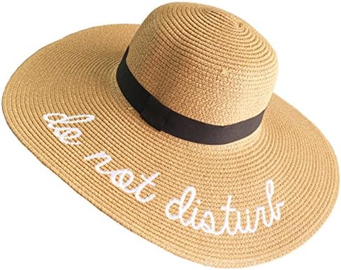 PardoBed Womens Embroidery Floppy Bucket Summer Kentucky Derby Sun Hat Lettering Straw Hat Coffee