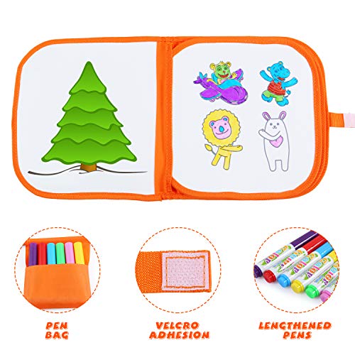 Drawing Doodle Booklet Toys for Kidsï¼ŒMagic Drawing Booklet with Washable Color Pen Reusable Portable Travel and Erasable Activity Painting Kit Gift for Boys Girls and Toddles 3+