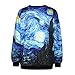 ColorFino Women's Starry Night Printing Pullover Sweatshirt Dark Blue (B) One Size