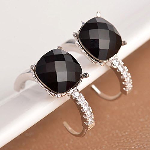 khamchanot Women Fashion 925 Silver Black Onyx Dangle Stud Huggie Earrings Wedding Jewelry