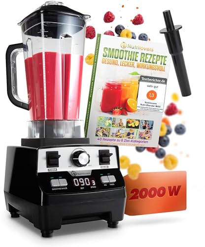Nutrilovers Hochleistungsmixer NUTRI-BLENDER MAX Standmixer 2000W Hochleistung Smoothie-Maker Profi Mixer Blender - 2L Tritan, BPA-FREI, 9 Stufen, Dig