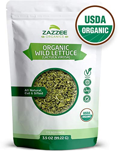 Organic Wild Lettuce Tea | 3.5 Ounces | 171 Servings | Certified USDA Organic | Cut, Sifted and 100% Pure | Potent Lactuca Virosa Variety | Vegan | All-Natural Pain Relief and Sleep Aid