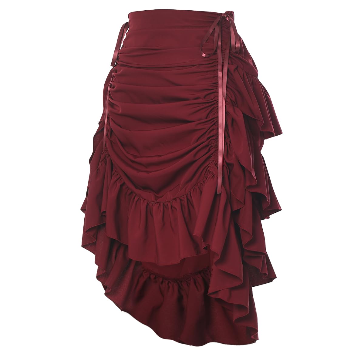 GRACEART Women's Steampunk Skirt Adjustable Ruffle Gothic Vintage Long Skirts Halloween Medieval Vampire Pirate Dress