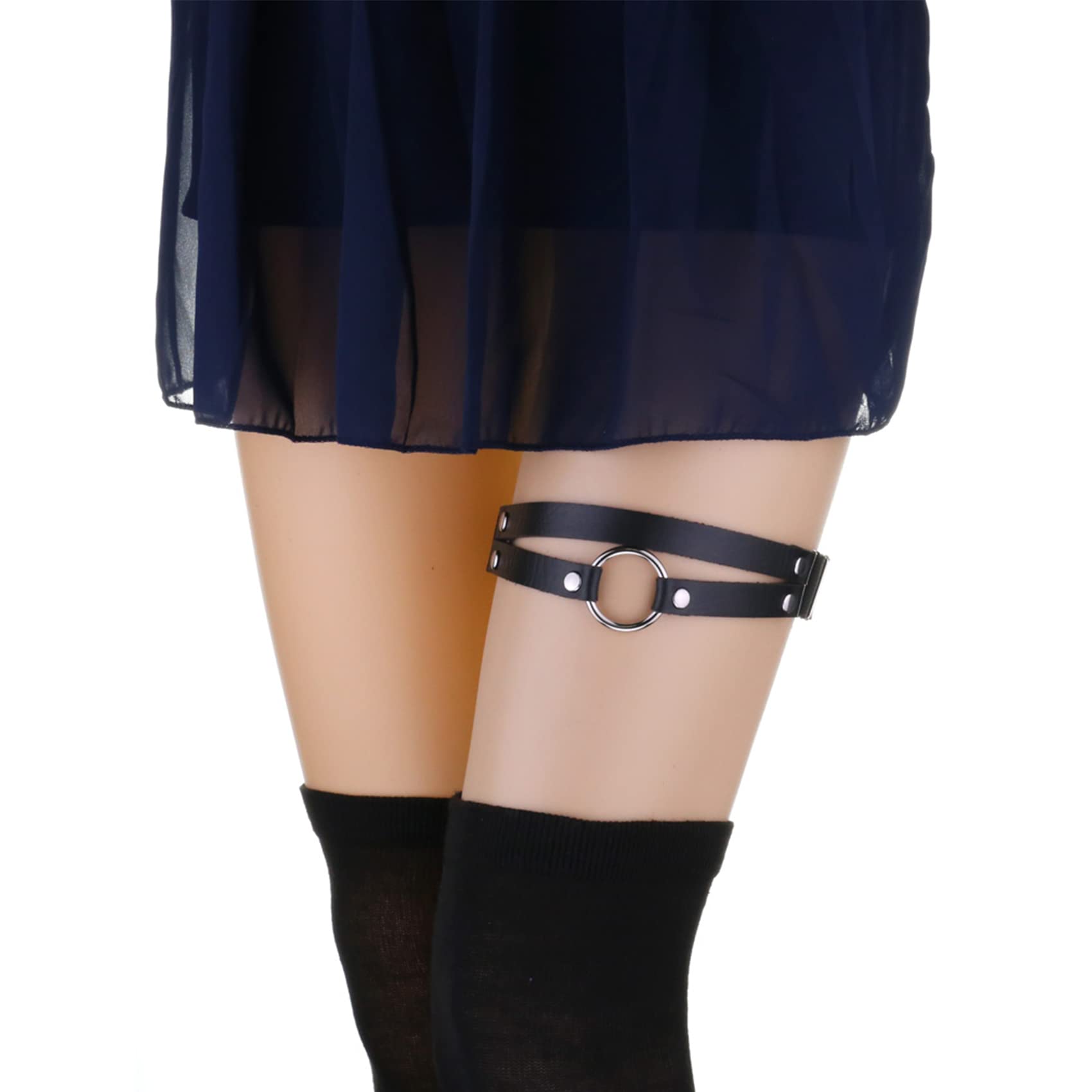 alisikee Adjustable O-ring Leg Garter, Elastic Thigh Garters Belt for Women, 1 Pair