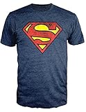 Superman Logo Shield Heathered Navy Slim-Fit T-Shirt