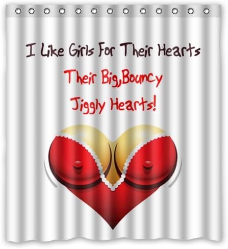 Popular Bath I Like Girls For Their Heart Their Big Bouncy Jiggly Heart Bath Set (66" x 72" )