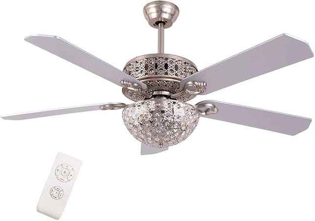 Modern Luxury 52 Inch Fan Chandelier Silver with Remote Control Without
