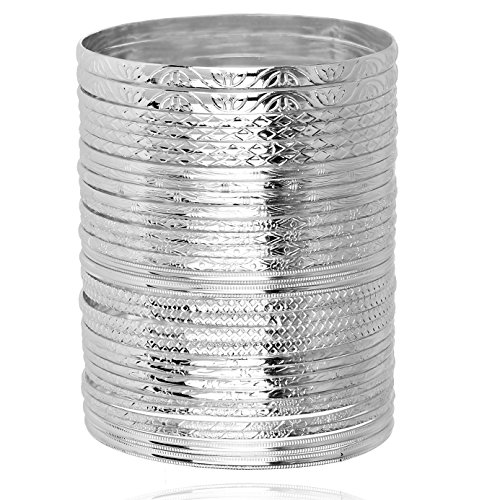 Lux Accessories Textured Heart Moon Infinity Multi Bangle Set (30 PC) - //medicalbooks.filipinodoctors.org