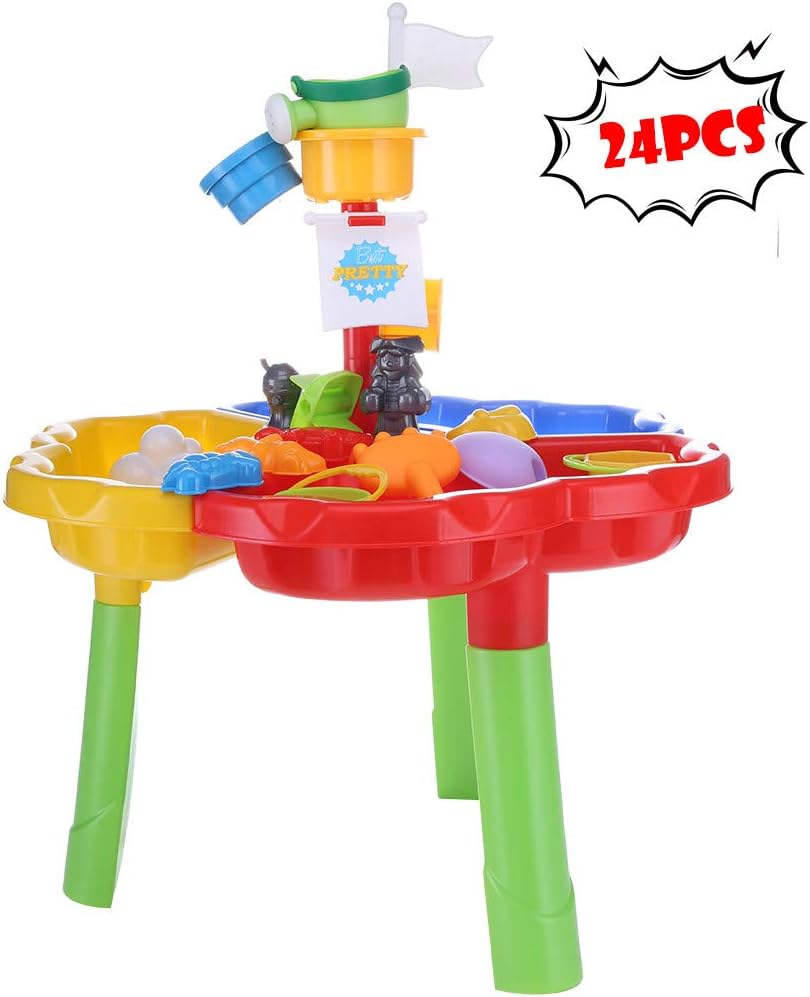 WHAEOSKH 24 PCS Kids Beach Summer Toys Set Large Baby Play Water Digging Sandglass Play Sand Tools Home Outdoor Garden Set for 2 3 4 5 6 Kids Play Set