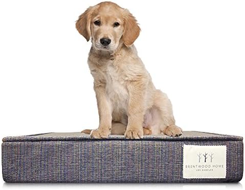 Brentwood Home Griffith Pet Bed, Orthopedic Gel Memory Foam, Made in California, Trout Blue, Large