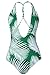 SEASELFIE Women's Palm Leaves Print Deep V Neck High Waisted Cross One-Piece Swimsuit Beach Swimwear