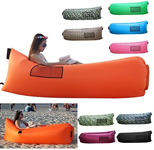 Polan™Fast Inflatable Air lounger,Portable Beach Lazy Bag,Air Sleep Sofa Lounge,Sleeping air bed for Hangout Camping Bed(Orange)