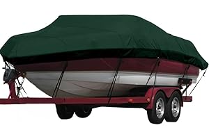 Seamander Heavy Duty Polyester Boat Cover, Marine Grade, Waterproof - Fits V-Hull, Tri-Hull, Fish & Ski, Runabout Bowrider Boats, 24' to 26' Foot