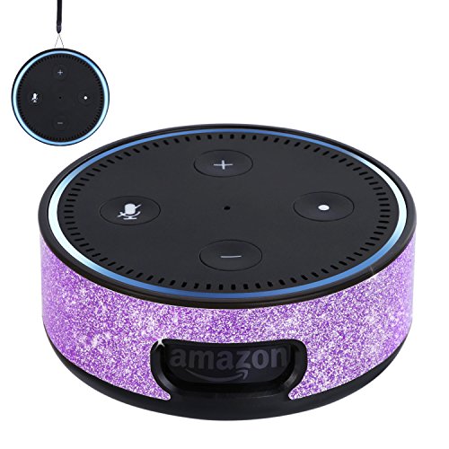 Click Here to See More Images BENTOBEN Wall Mount Case for Amazon Echo Dot Alexa (Fit Echo Dot 2nd Generation) Glitter Sparkle Premium Vegan Leather Cover Sleeve Wall Mount Stand Guard Holder for Echo Dot 2nd Gen,Purple