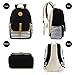 School Backpack, Aiduy Student Canvas Bookbag Lightweight Laptop Bag with Shoulder Bags and Pen Case for Teen Boys and Girls (Black, 3pcs)