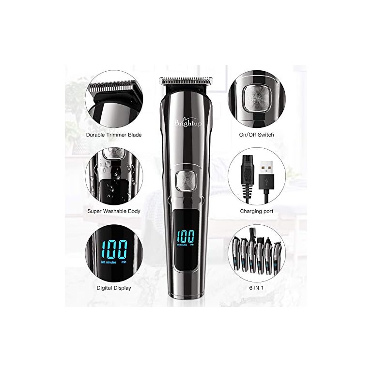 Brightup Beard Trimmer Men Waterproof,Cordless Hair Clipper Electric