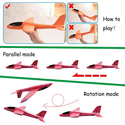 image for WenToyce 4 Pack Throwing Foam Airplanes, 13.7 Inches 2 Flight Mode Gli
