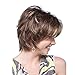 LEJIMEI Short Brown Wigs for White Women Straight Brown Mixed Blonde Wigs with Bangs Natural Synthetic Full Wigs for Women with Wig Cap LM028