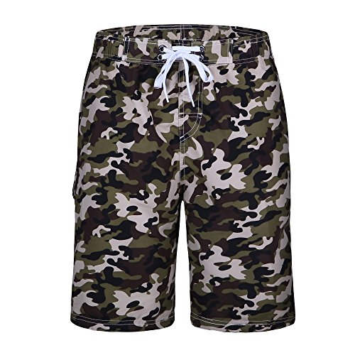 Men's Swim Trunks Quick Dry Camo Board Shorts Daily Beach Shorts with Pockets