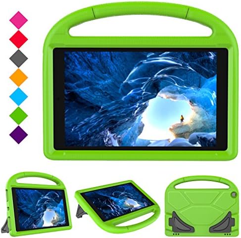 Case for F i r e H D 10 Tablet (5th Gen, 2015 Release / 7th Gen, 2017 Release),Kids Friendly Shock Proof Light Weight Convertible Handle Stand Case Cover for F i r e H D 10.1 Inch Tablet (Green)