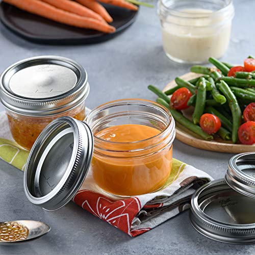 Wide Mouth Mason Jar 8 oz [12 Pack] Kerr Wide Mouth Mason Jars With Airtight lids and Bands