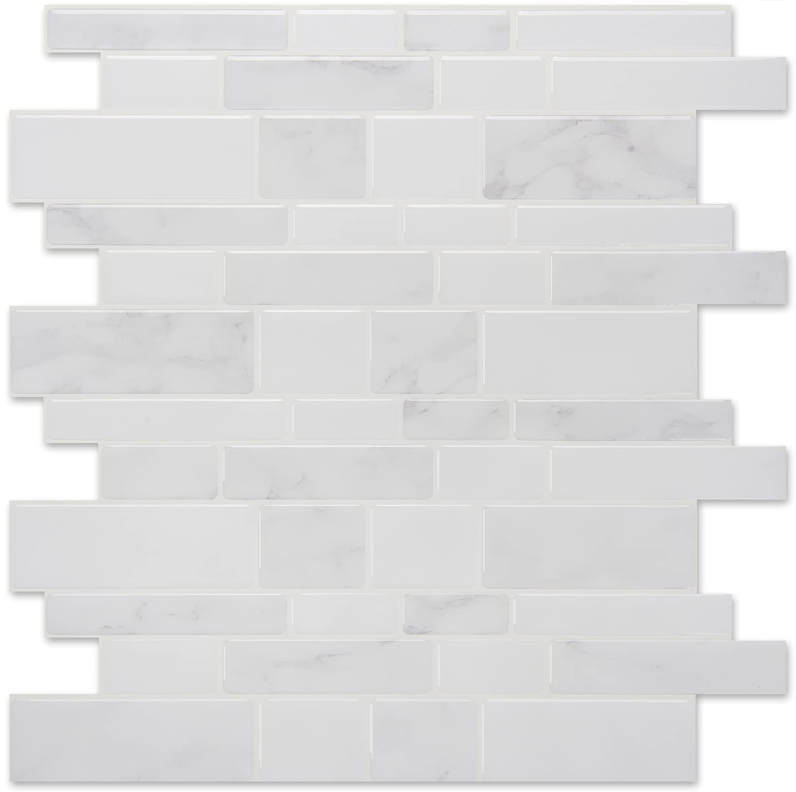 WoStick 10 Sheets Upgrade 2.5mm Thicker Peel and Stick on Tiles 3D Self Adhesive Wall Tiles for Kitchen Backsplash(30cm x 30cm)