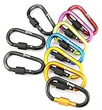 GLOUE Aluminum D-ring Locking Carabiner Keychain Spring Clip Lock Carabiner Hook Outdoor Camping Equipmengt - Professional Outdoor Camping Equipment - caribeaner,Lock Buckle(10PCS)