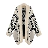 AWEIDS Aztec Geometric Print Batwing Knitwear Oversized Open Front Cardigan
