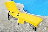 Pool Side 1000-Gram Chaise Cover, Pool lounge Chair Cover with 10-Inch Slip-on Back and Side Pocket Yellow