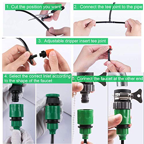 Drip Irrigation Kits,49ft Garden Irrigation System with 1/4" Blank Distribution Tubing Watering Drip Kit,DIY Saving Water Automatic Irrigation Equipment Set for Garden (15m/49ft Irrigation System)