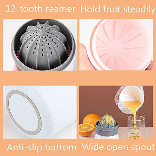 GMISUN Citrus Lemon Orange Juicer Manual Hand Squeezer 2 in 1 Lid Rotation Hand Press Reamer with Strainer and Container (White)