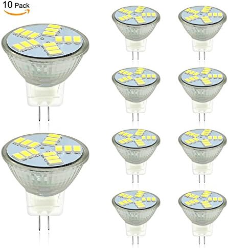 Mininono MR11 LED Bulbs, 12V AC/DC Flood Spotlight Bulb, GU4 Base, 2.4W (24W Equivalent), 6000K (Cool White Glow) LED Spot Light Bulb (Pack of 10)