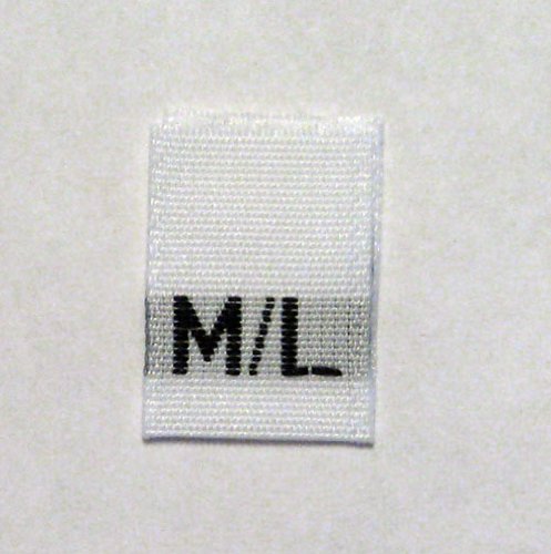 Size M/L (Medium-Large) Woven Clothing Size Tags (Pkg of 100)