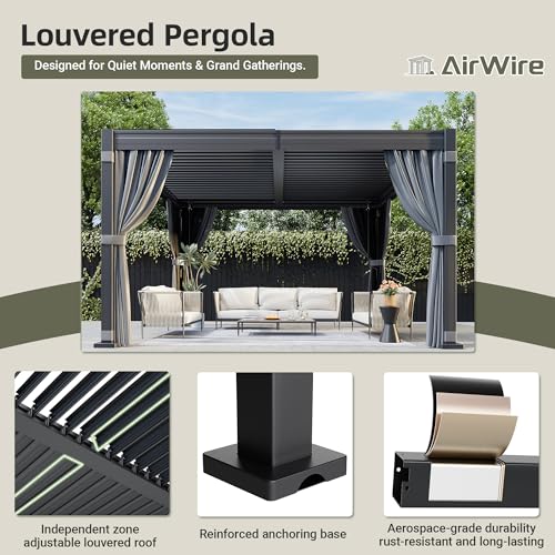 AirWire 10x12 Louvered Pergola Review: Adjustable Roof with Curtains & Netting image 20