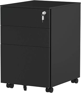 Amazon Com Yitahome Metal Filing Cabinet Office Drawers With Keys And Wheels 3 Drawer Portable File Cabinet Pre Built Office Storage Cabinet For A4 Letter Legal Black Kitchen Dining