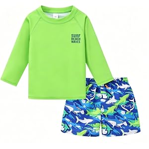 Baby-Boys and Toddler Two Piece Rashguard Swimwear and Bathing Suit Set