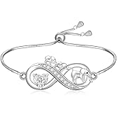 Fenthring Elephant Bracelet Sterling Silver Infinity Heart Bracelet Elephant Bracelets for Women Mom Adjustable Womens