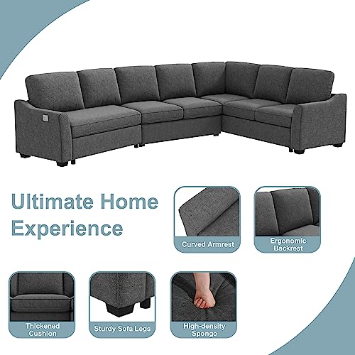 P PURLOVE Sectional Sofa for Living Room, Sectional Sleeper Sofa with