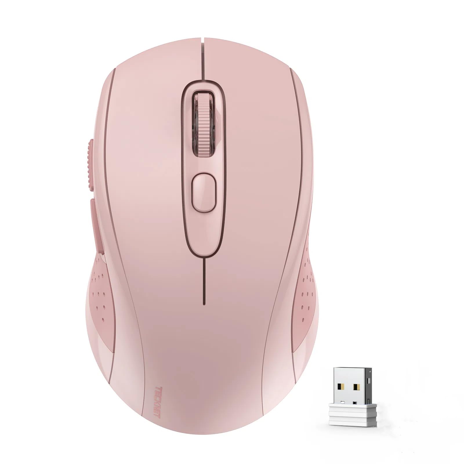 Photo 1 of TECKNET Bluetooth Mouse, 4000DPI Wireless Mice for Laptop 2-in-1(BT 5.0/3.0+2.4Ghz) Computer Portable PC Mouse Wireless with USB Receiver for Mac (USB-A+Bluetooth, Pink)